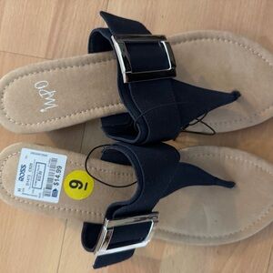 Black Sandals with Silver Buckle